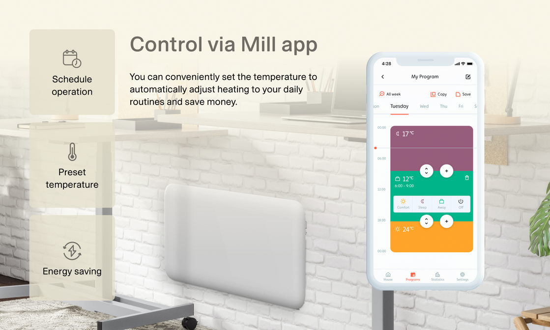 ✨ Mill Invisible 1500W – Intelligent vernetzte Heizung mit elegantem Design